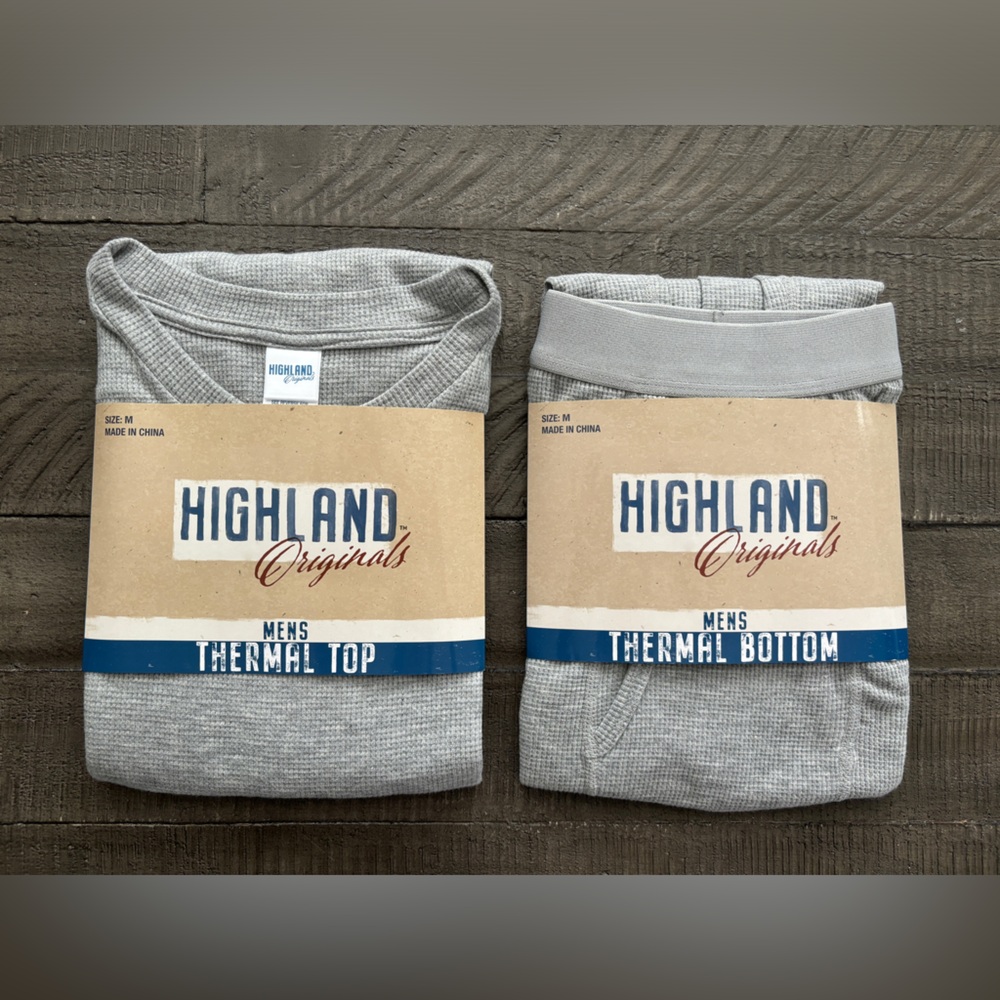 Highland Originals Thermal Set Gray Cotton Blend Size M NWT